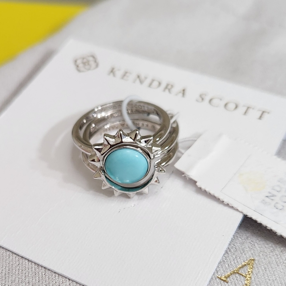 Kendra Scott Sienna Silver Sun Ring Set NWT Sz 6